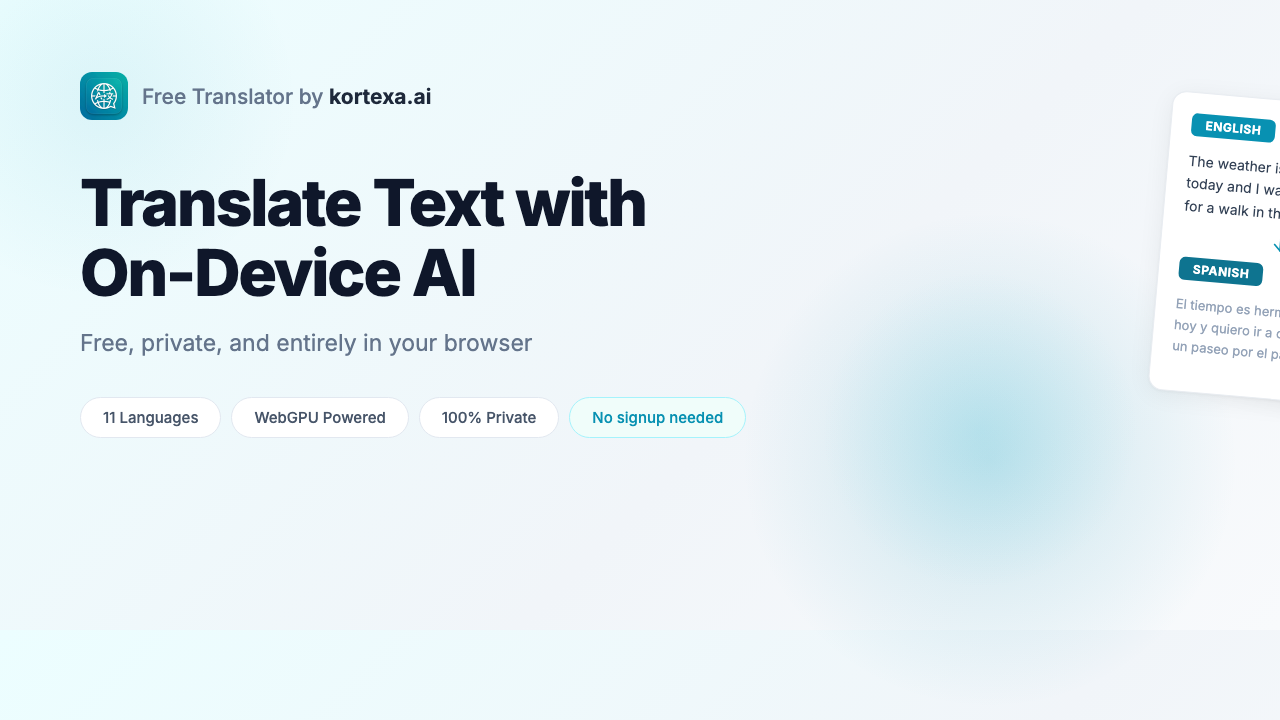 Free Translator by kortexa.ai Screenshot